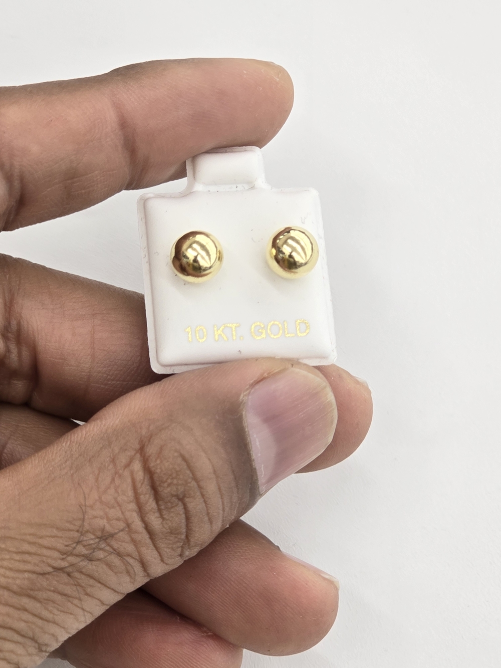 10K Gold Ball Stud Earrings - Polished Gold Dot Studs